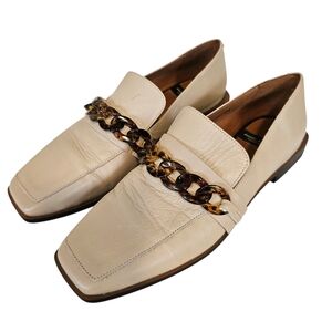 Angel Alarcon Tortoise Chain Leather Beige Quiet Luxury Loafers Square Heel